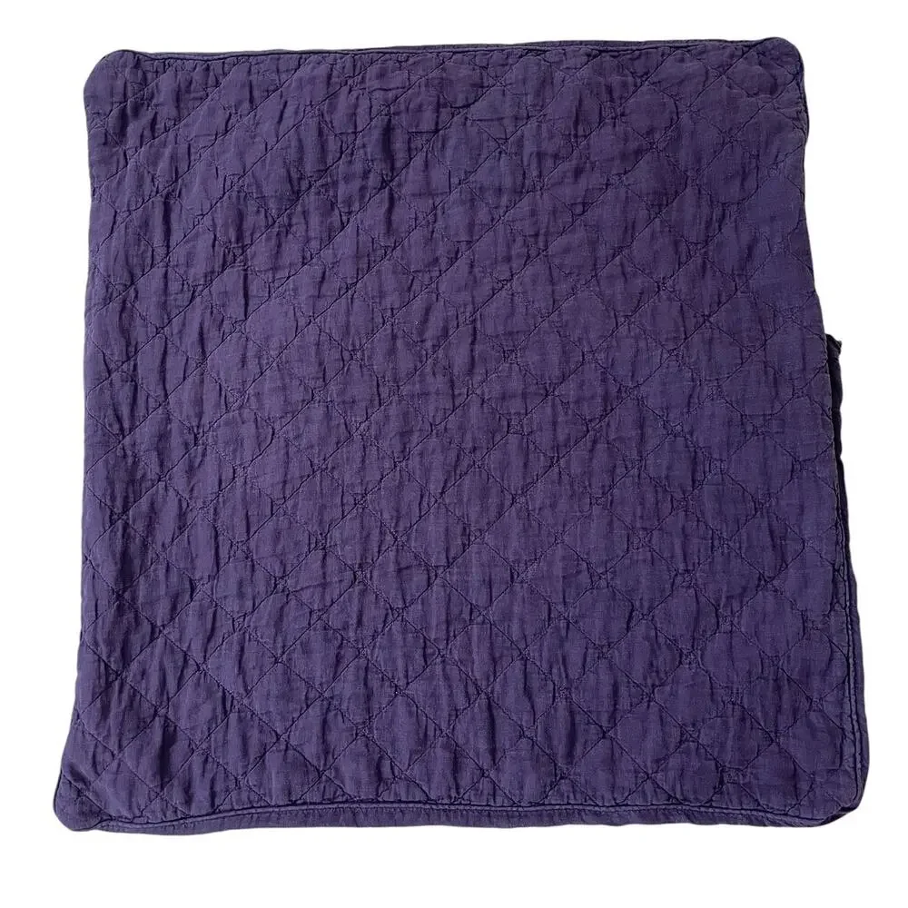 Restoration Hardware Set of 2 Quilted Linen Euro Pillow Shams STD 26x26 Purple